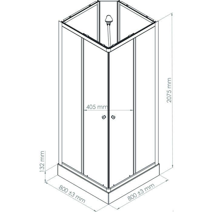 Cabina de duche ONDEE MINEA - 80x80cm - Perfis de alumínio - Fundo verde