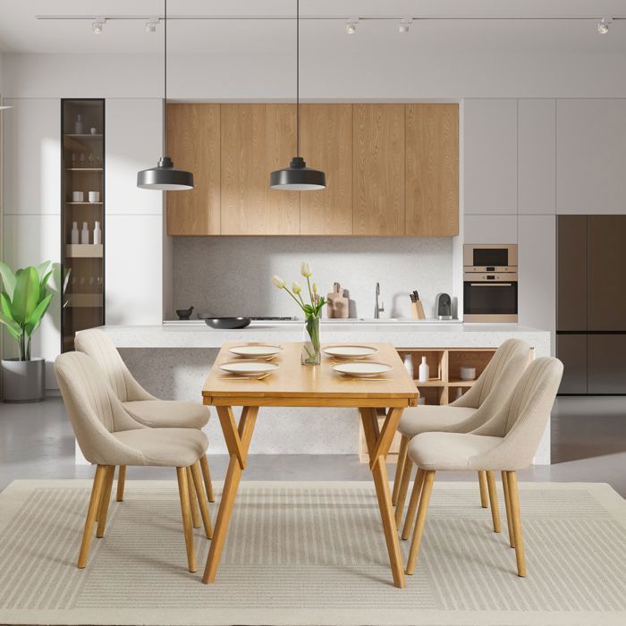 SET OF 4 DINING CHAIRS - HELLO - Scandinavian - BEIGE