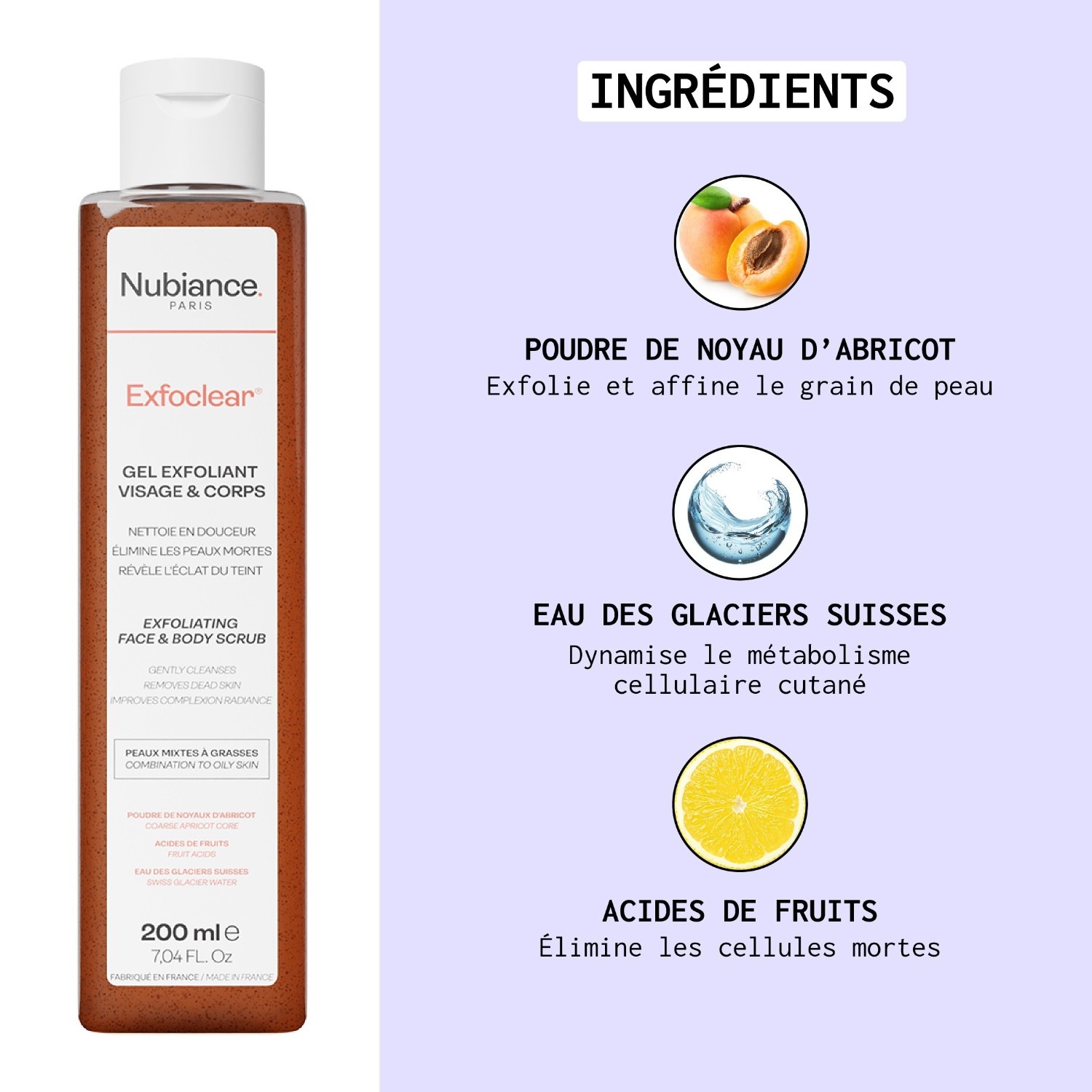 Nubiance Exfoclear® - Gel exfoliant visage et corps