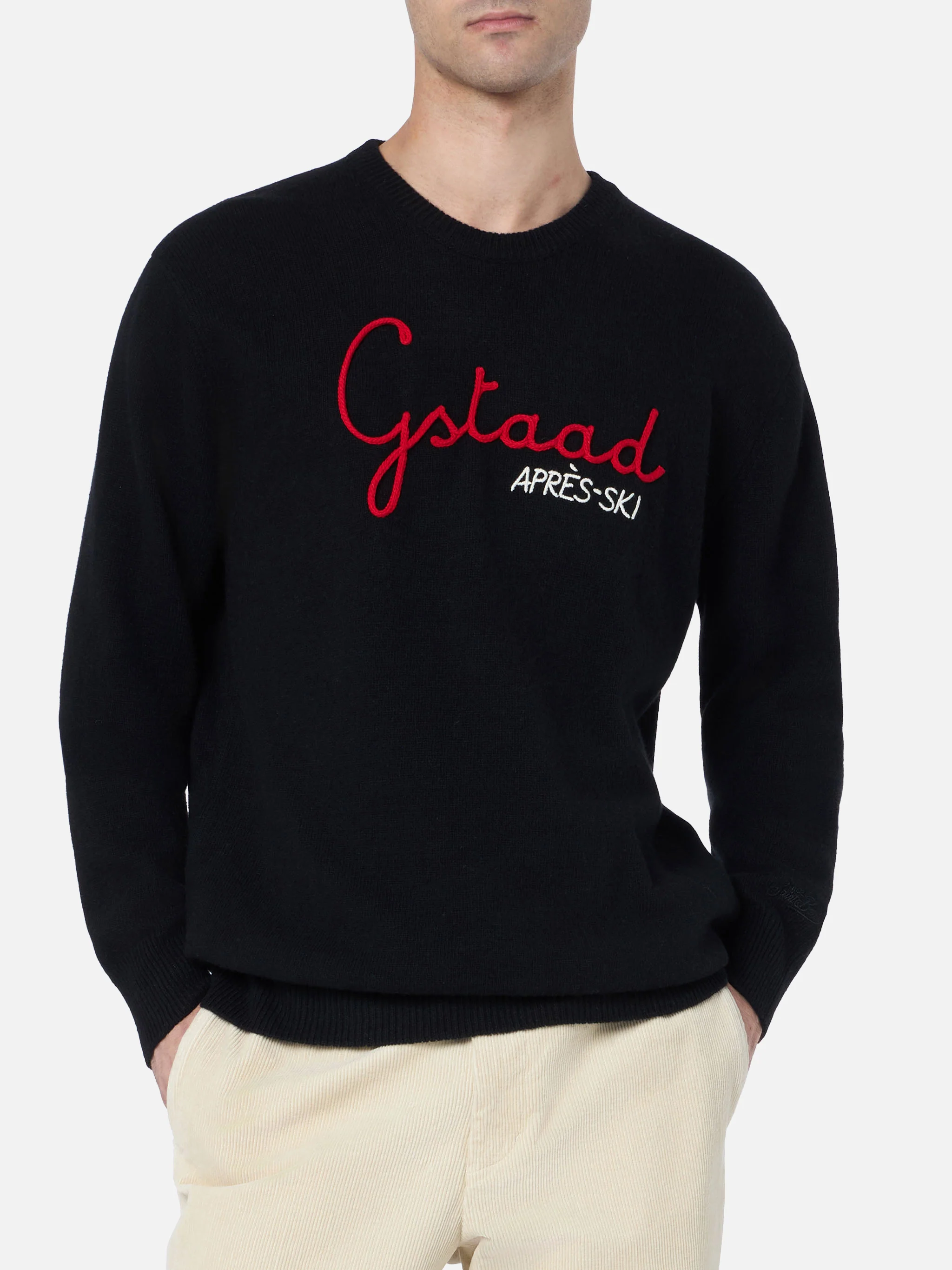 Heron Herre Sort Sweater med Gstaad Afterski Broderi