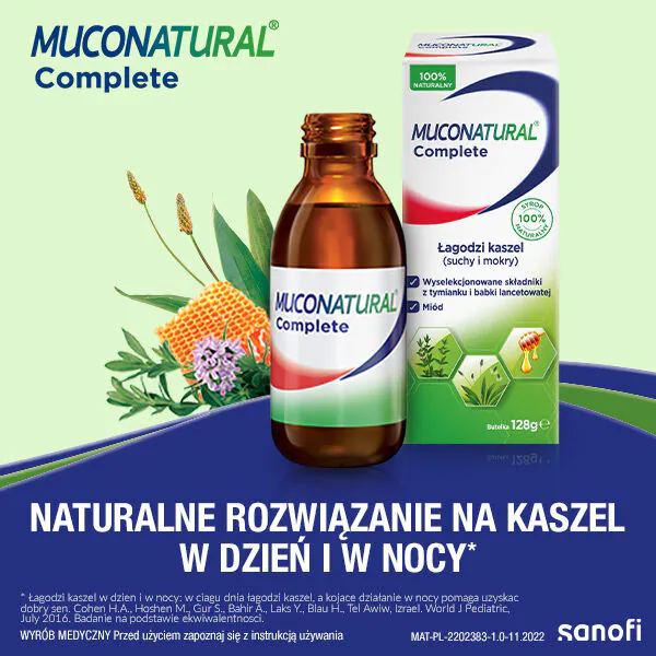 Muconatural Complete, Syrop na kaszel suchy i mokry, Dla dzieci od 1. roku życia