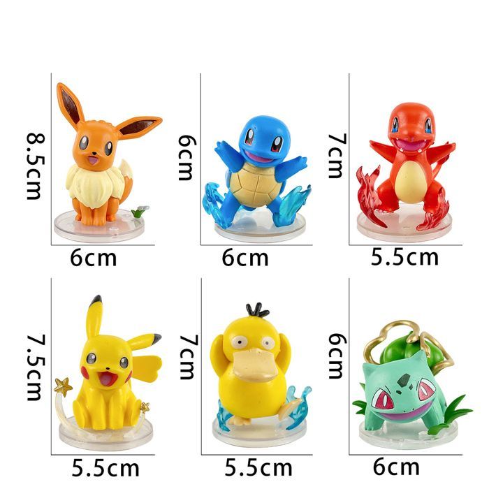 Set van 6 beeldjes, verzamelbeeldjes 5,5-8,5 cm hoog, gele beeldjes, kinderspeelgoed