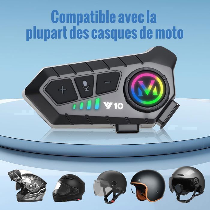 Intercomunicador para motocicleta con Bluetooth para casco: asistente de voz, cancelación de ruido dual, llamadas HD, música y navegación simultáneas.