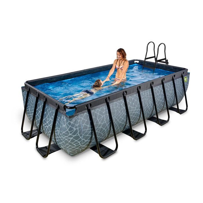 Piscina elevada - JUGUETES DE SALIDA - Piedra - Rectangular - 7020 L - Gris - Filtro de cartucho