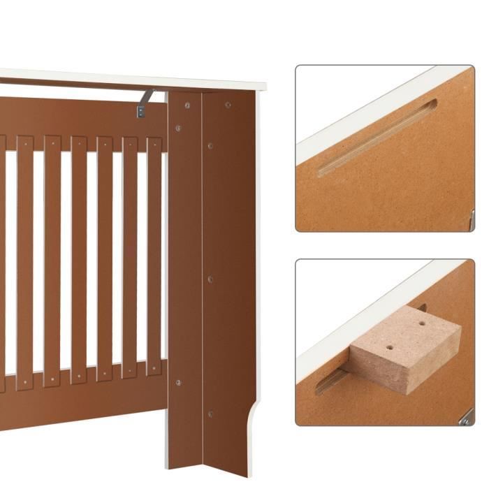 Cubierta para radiador de MDF con rayas verticales - S - 78 x 19 x 81,5 cm - Blanca