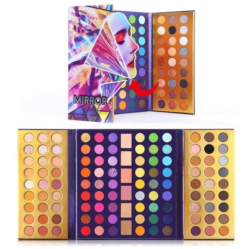 Paleta de Sombras Mirror Colorful com Glitter, Brilho e Acabamento Matte em Tons Vibrantes de Roxo e Verde - Alta Pigmentação - Conjunto de Paletas de Maquiagem