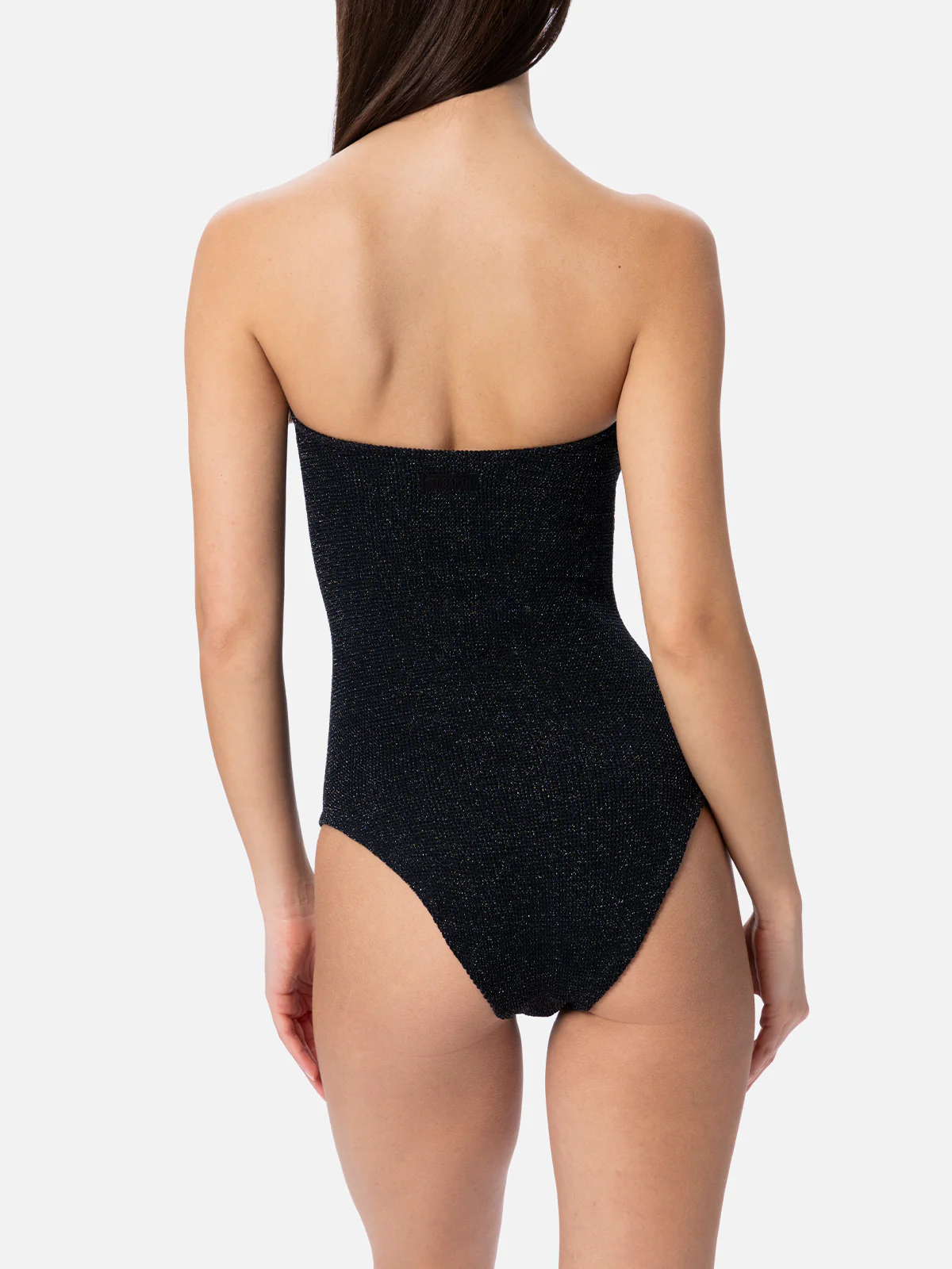 Strapless badpak uit één stuk voor dames in zwart lurex Soleil