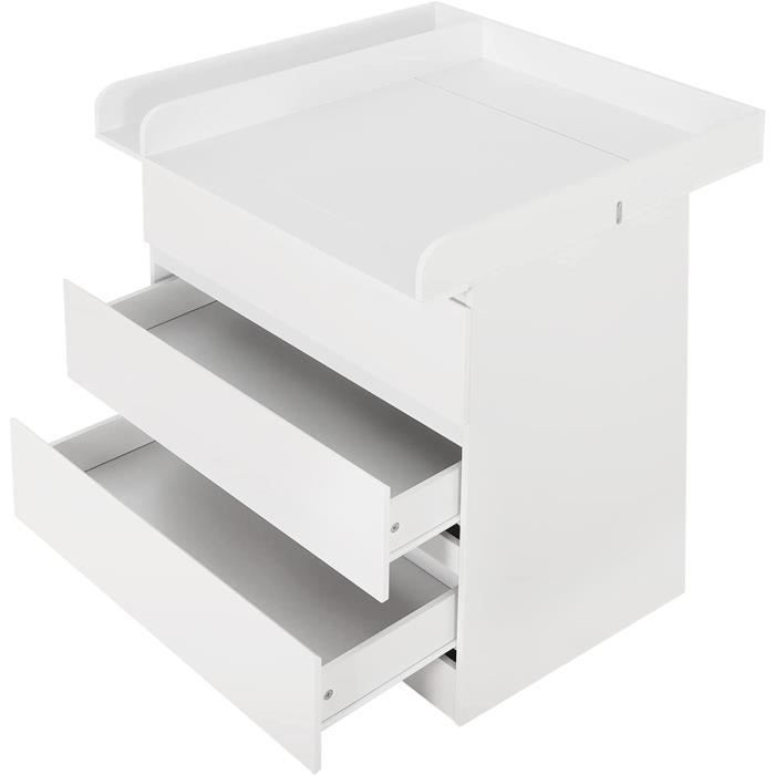 Cambiador/vestidor para bebé WOLTU con 3 cajones, mueble infantil fabricado en madera de ingeniería y MDF, blanco.