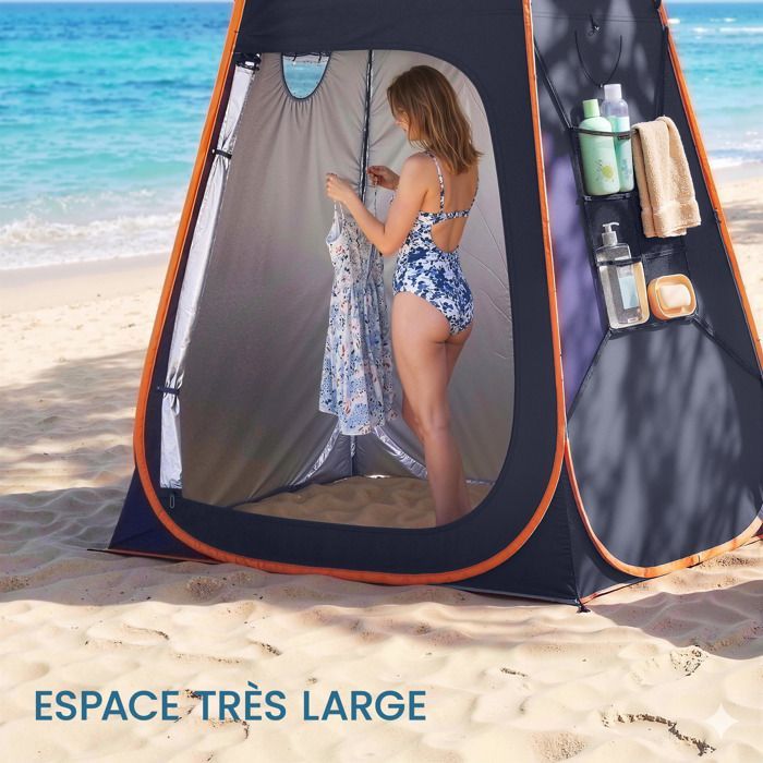 Shower tent - Outsunny - pop-up, foldable - removable roof and windows - polyester - 152 x 152 x 200 cm - dark blue
