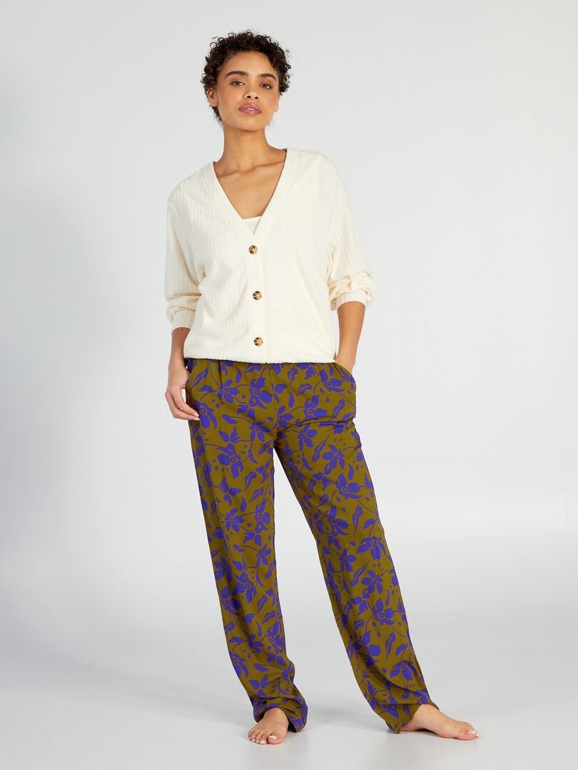 Ruimvallende pyjamabroek met print - BRUIN