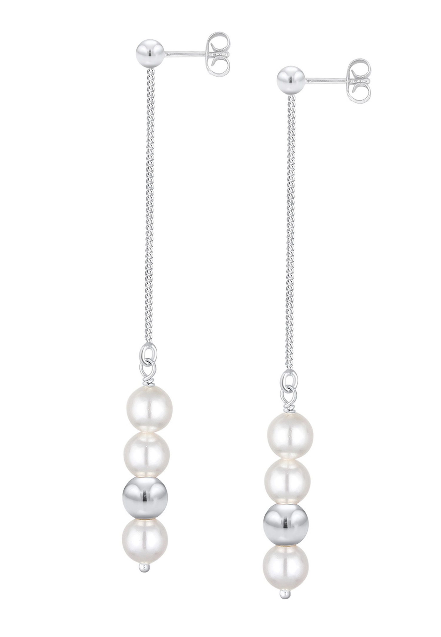 Elli Pendante perles synthétiques Géo Boucles d'oreilles Femme (925/1000) Argent