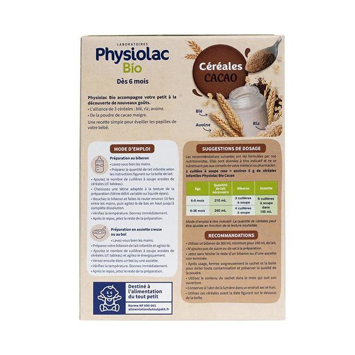 Cacao biologico ai cereali Physiolac 200g Certbio