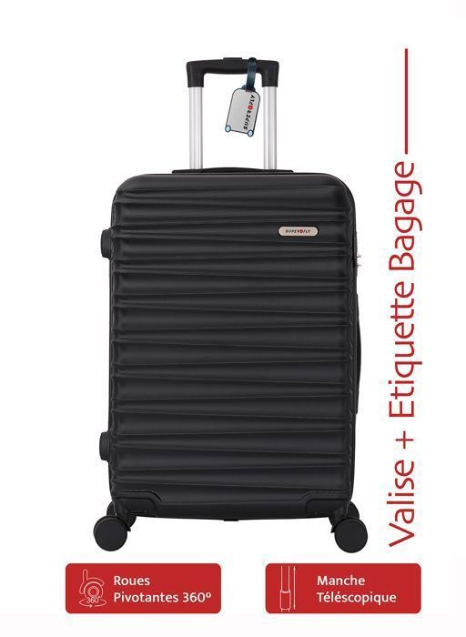Mala de cabine - ADC - Rio Black - 55cm - Revestimento rígido em ABS - 4 rodas com rotação de 360°