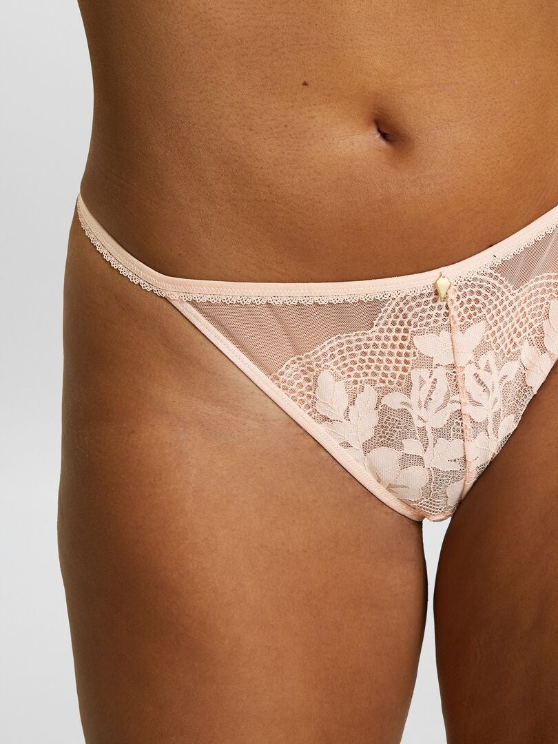 Tanga de renda lisa 'Sans Complexe' - ROSA
