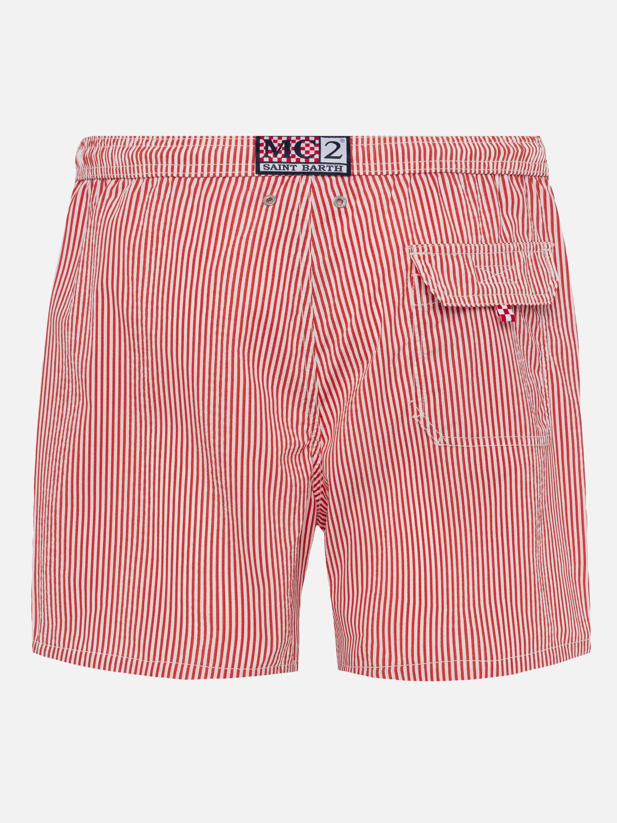 Costume classico leggero Patmos in seersucker a righe rosse