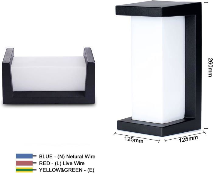 Aplique de pared exterior de 12 W y 3000 K, moderno, de aluminio, resistente al agua IP65 para uso interior y exterior, jardín y patio.