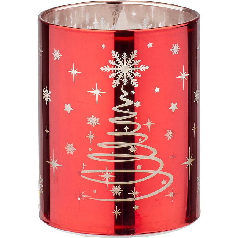 Vie Selected LED-lampe i glass 7,6x10 cm rød juledesign