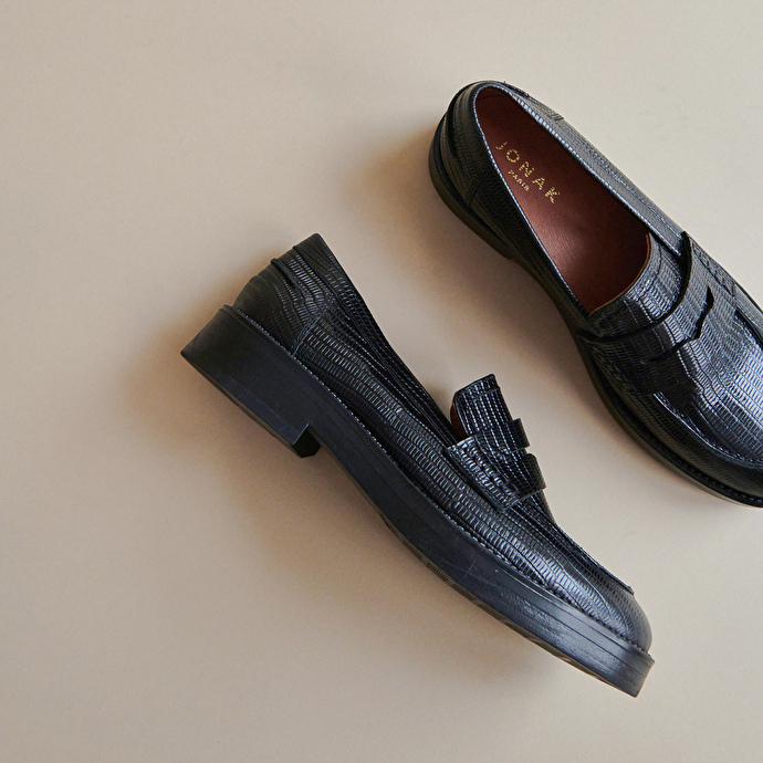 Mocassins  en cuir reptile noir