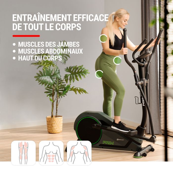 Hop-Sport HS-120C Prim elektromagnetische crosstrainer, vliegwiel van 14 kg, 32 weerstandsniveaus, max. 120 kg