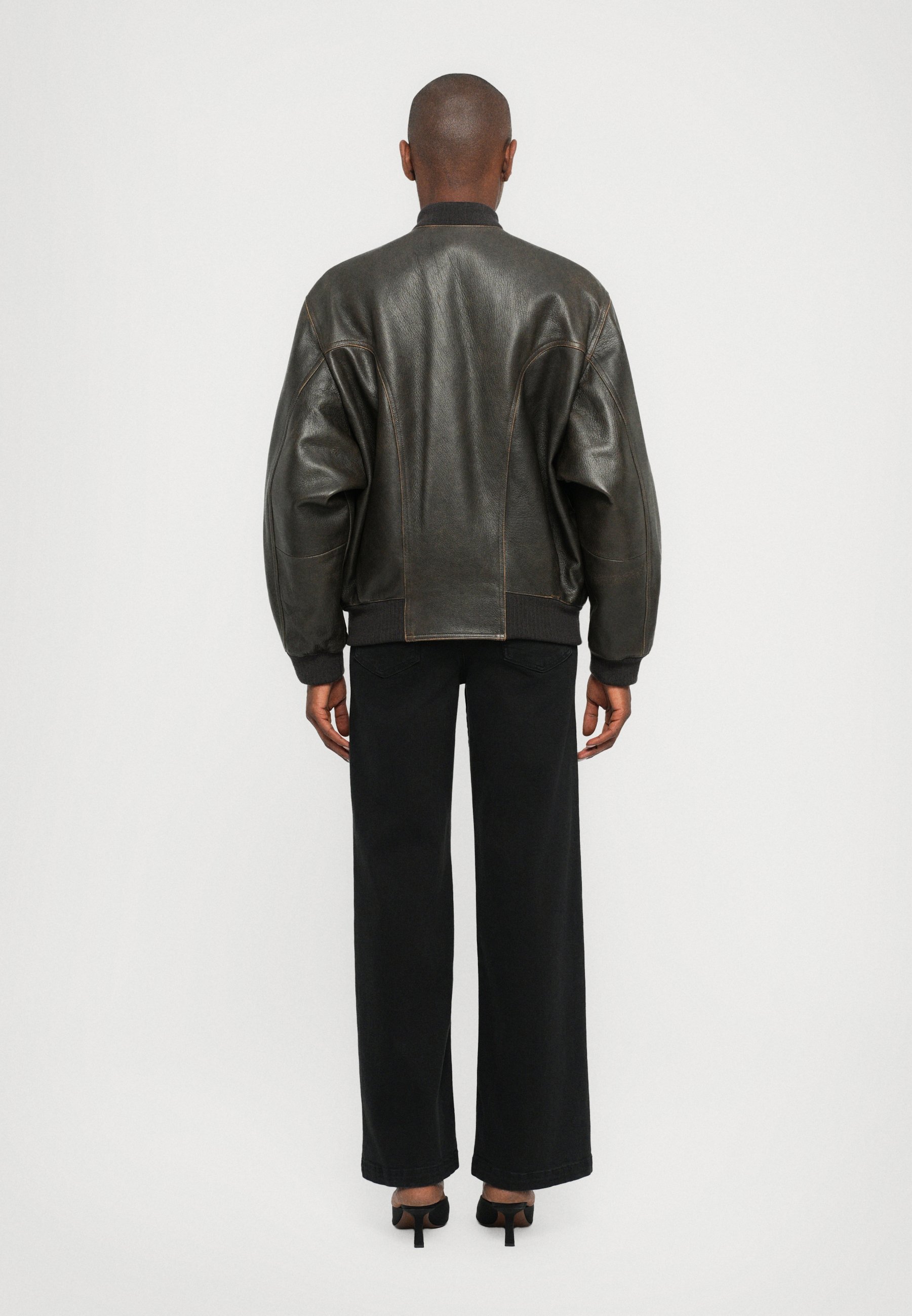 MOSCHINO leren jas - bruin