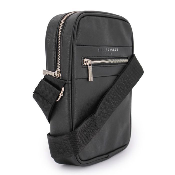 BILL TORNADE Herren-Schultertasche, glänzend schwarz
