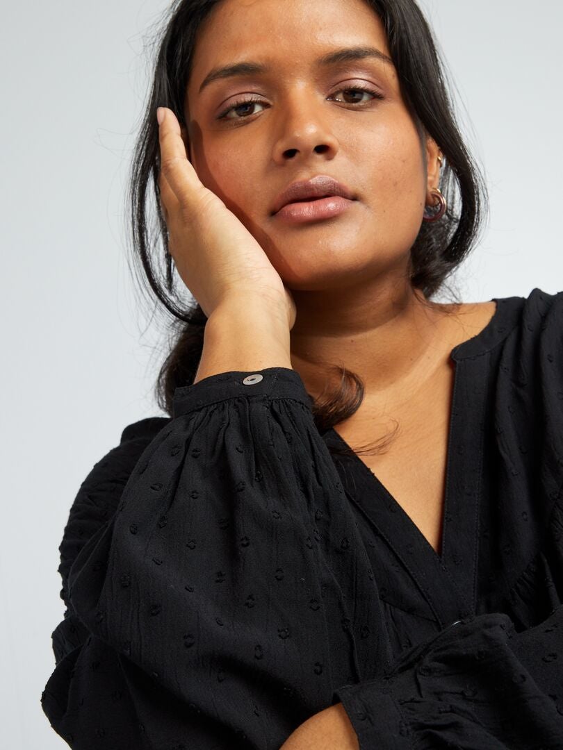 Plumetis blouse - zwart