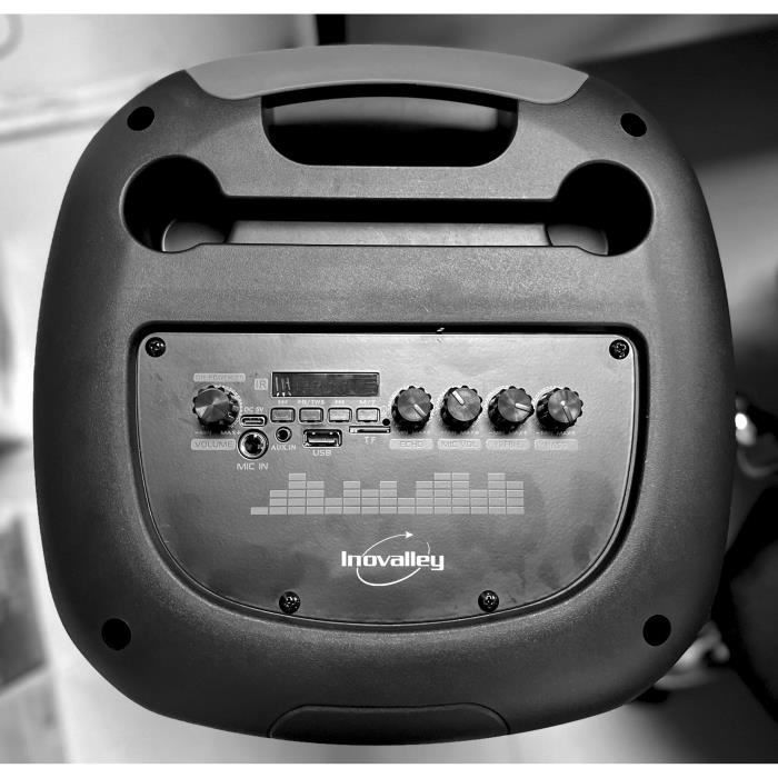 Altoparlante karaoke illuminato - INOVALLEY - KA123-XXL - Bluetooth V5.0 - 75 cm - 900 W - Nero