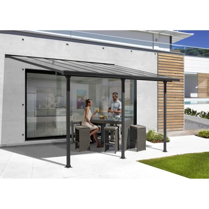 Toit-terrasse aluminium 15,38 m² - 501 x L 307 cm - Gris anthracite
