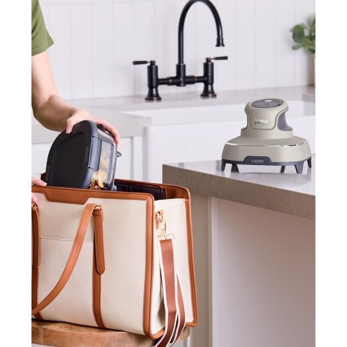 Freidora de aire portátil NINJA - CRISPI - Recipientes de 1,4 L y 3,8 L - 4 programas preestablecidos - 1400 W - Beige