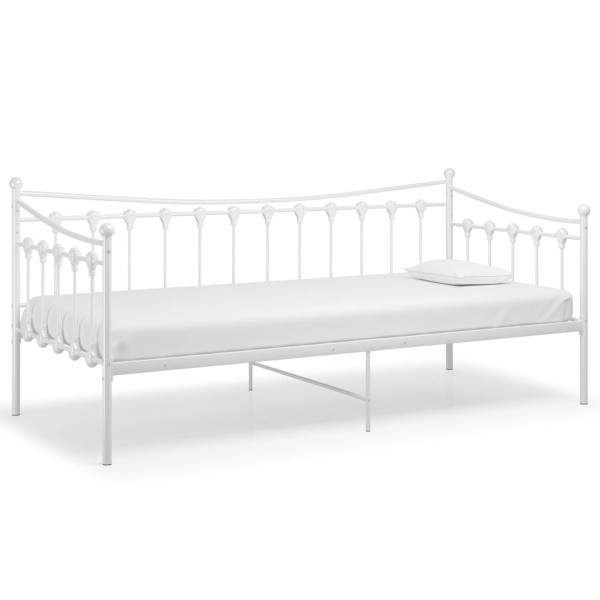 Łóżko Metalowe Rama Łóżka Ze Stelażem Do Pokoju Sypialni Biała 90x200 cm