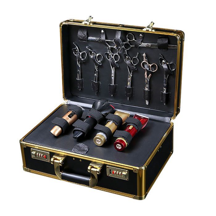 Caja de herramientas portátil para peluquería, estuche grande para herramientas de peluquería, caja de herramientas con cerradura de combinación, organizador de herramientas.