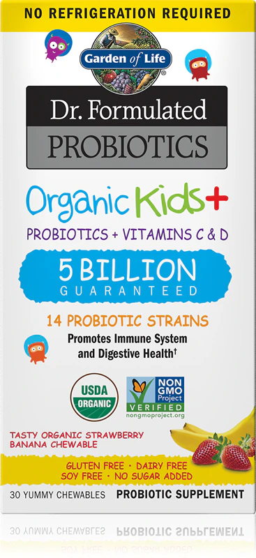 Výživový doplnok Garden of Life Dr. Formulated Organic Kids + Probiotiká + Vitamín C a D v mäkkých kapsulách na podporu imunitného systému
