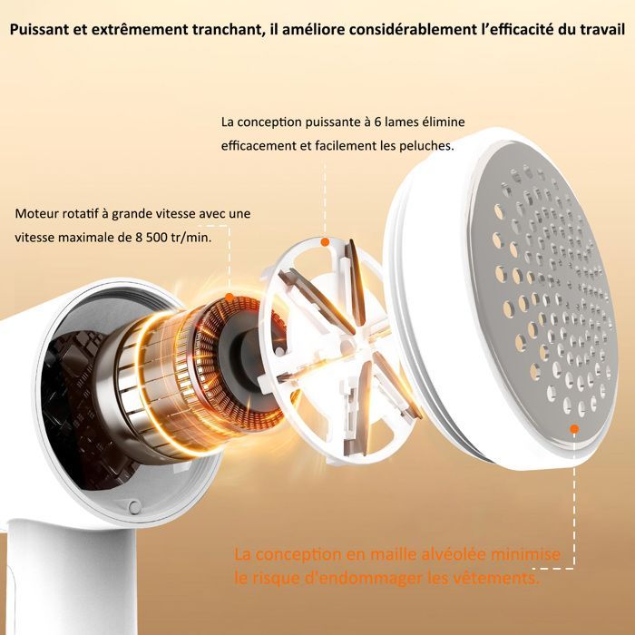 Afeitadora anti-acumulación, pantalla LED, 3 niveles de potencia ajustables, ideal para ropa, sofás, mantas y cortinas.