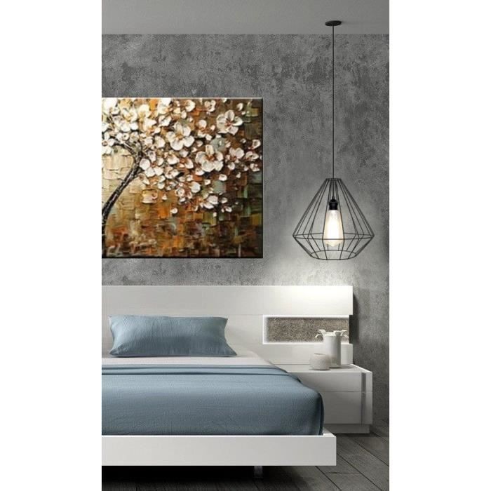 Lámpara colgante TOSEL de 1 luz - iluminación interior - acero negro - estilo urbano - 96 cm de alto x 40 cm de ancho x 40 cm de profundidad