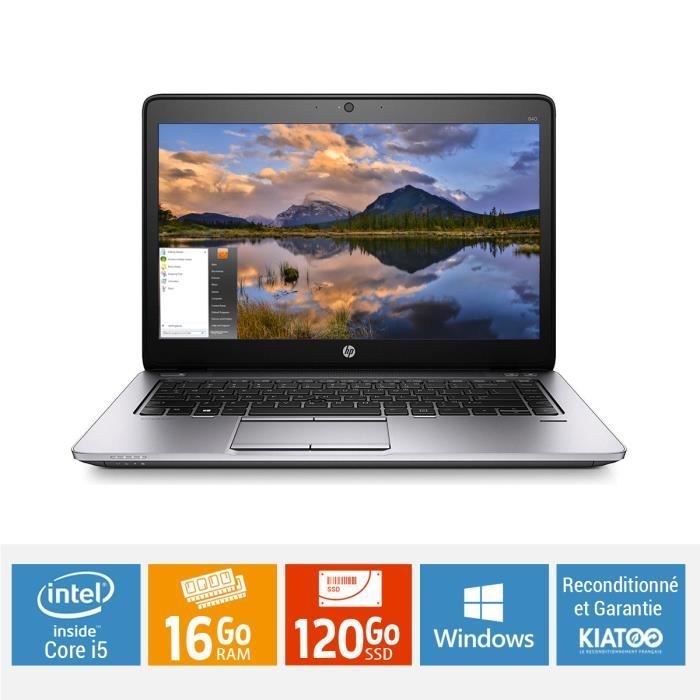 Portatile HP EliteBook 840 G2 con processore Core i5, 16 GB di RAM e disco rigido SSD da 120 GB.