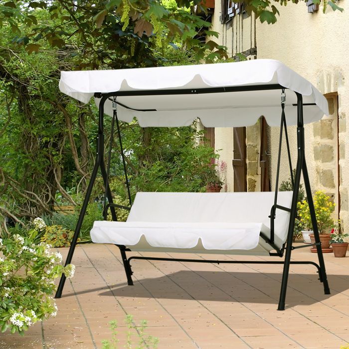 Columpio de jardín metálico Outsunny, 172x110x152cm, blanco.