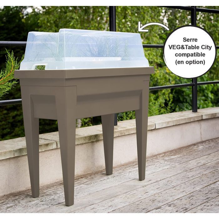 Huerto elevado - EDA - Veg&Table City - 57 L - Huerto elevado - 76 x 38,5 x H. 68 cm - Topo