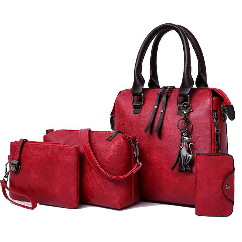 Ensemble de 4 sacs de luxe pour femmes, grand format, en cuir, style cabas, bandoulière, collection 2018.