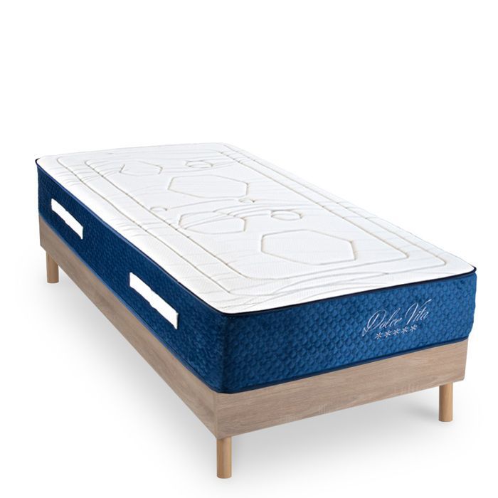 Dolce Vita beddenset 90x200 cm + lattenbodem van hout - Veren + traagschuim - 28 cm dik