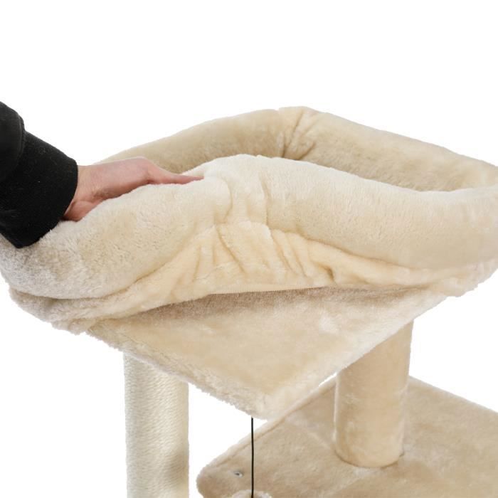 PAWZ Road Katzenbaum, 86 cm, mit herausnehmbarem, geräumigem Kissen, Kratzbaum mit austauschbarem Hängebommel, Beige