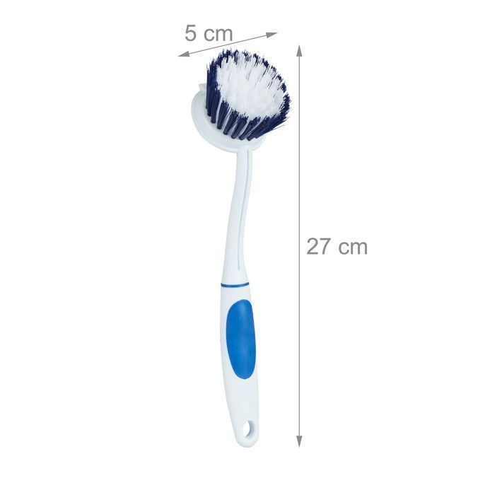 Cepillos de lavado, juego de 24, rigidez media, goma, plástico, cocina, azul/blanco