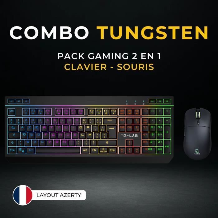 Draadloze gamingbundel - THE G-LAB - TUNGSTEN EX COMBO - Toetsenbord + muis - 32 configureerbare macro's