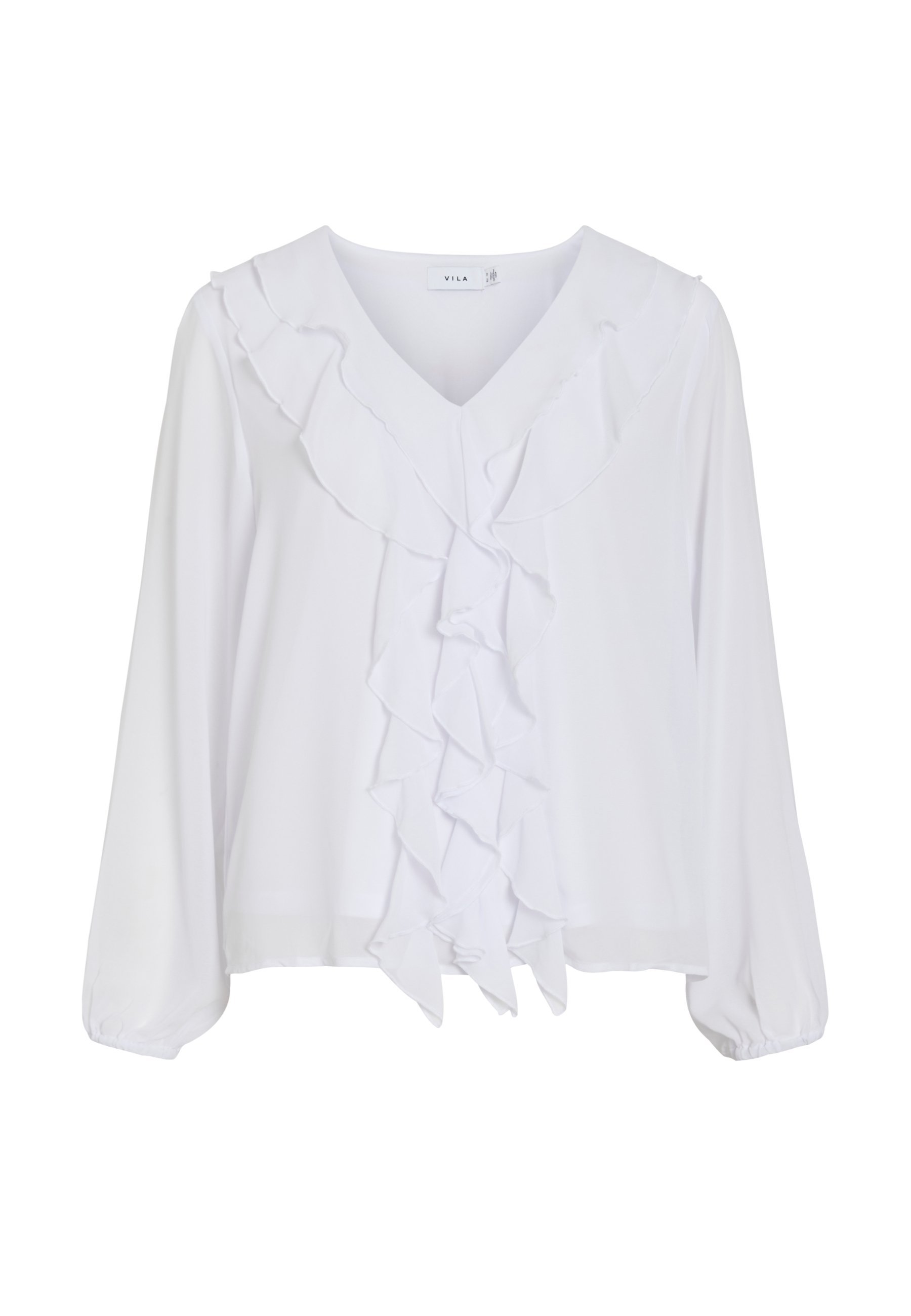 VILA VIANE V-HALS RUFFEL - Blouse - sneeuwwit