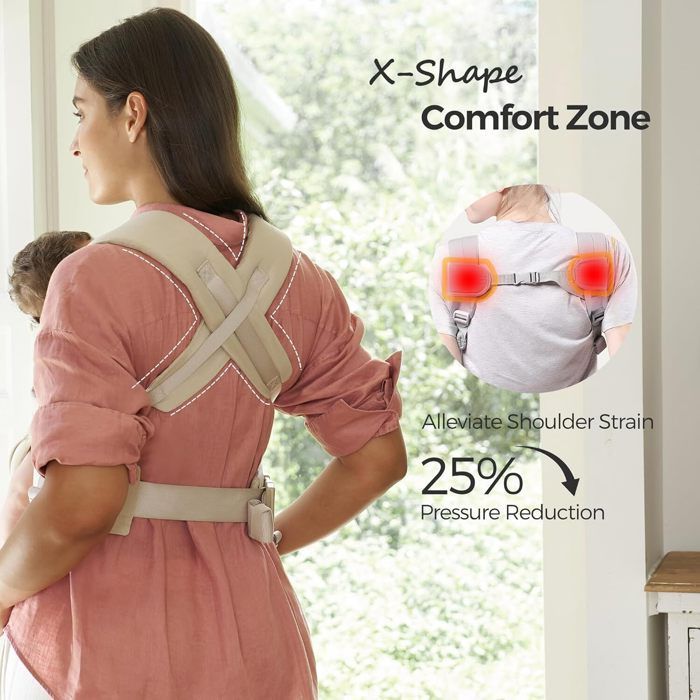 Momcozy nyfødt bæresele fra fødselen av, ergonomisk støtte med nakkestøtte, lett og trygg (3 til 11 kg), khaki