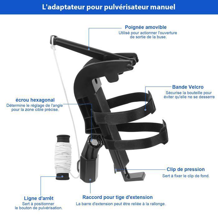 Aerosol Can Extension Pole Adapter - 2.95 meter telescopic pole - Adjustable nozzle with lanyard