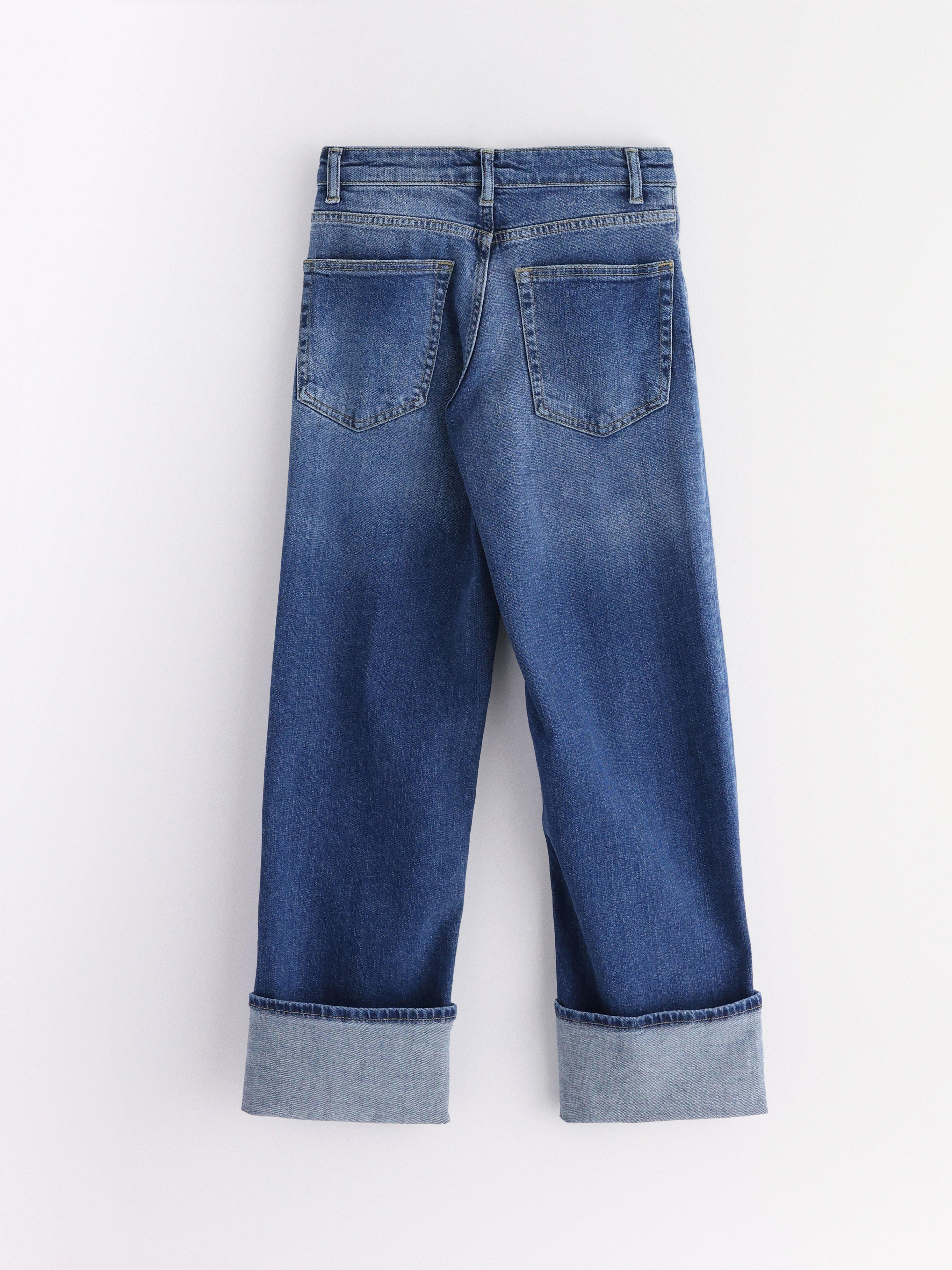 STRAIGHT  jeans med uppvik Denim blue