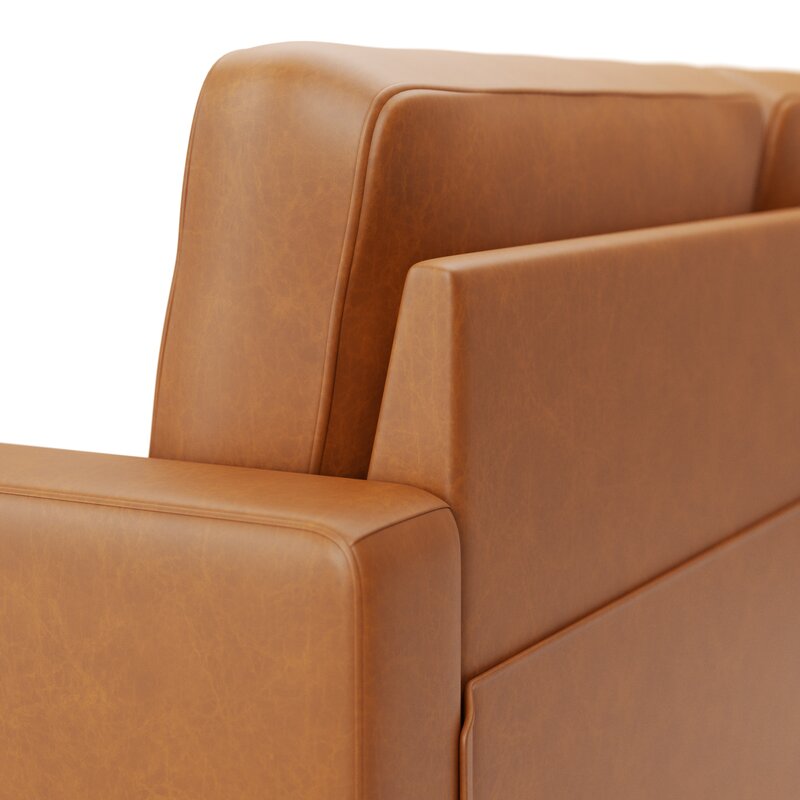 Milton 76” Sofa mit quadratischen Armlehnen aus veganem Leder