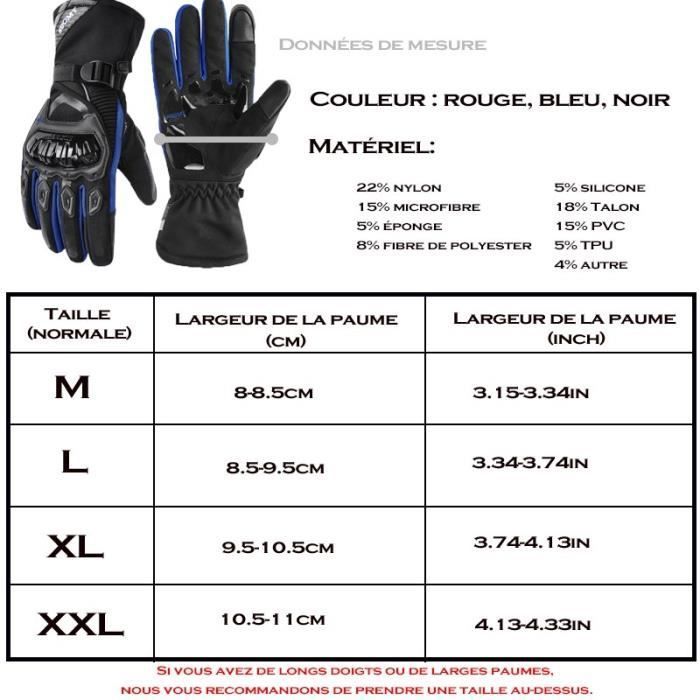 Guantes de moto, impermeables, resistentes al viento, cálidos, compatibles con pantallas táctiles, para mujer; guantes de moto de invierno para hombre, ideales para deportes al aire libre - Azul