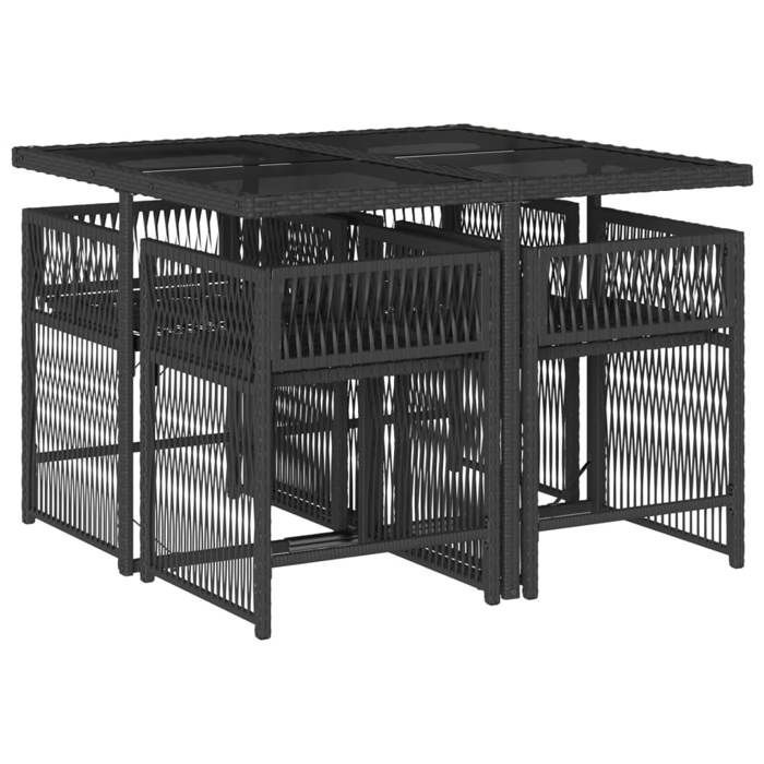 vidaXL 5-teiliges Garten-Essset mit Kissen, Tisch und Stühlen mit klappbaren Rückenlehnen, Terrassenmöbel 3211614