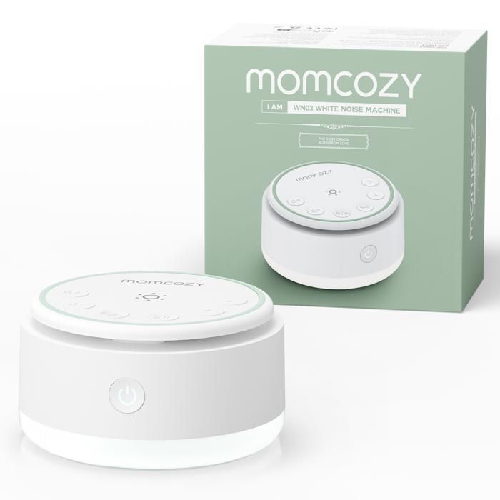 Máquina de ruido blanco Momcozy, 20 sonidos relajantes, luz nocturna de ruido blanco para bebés